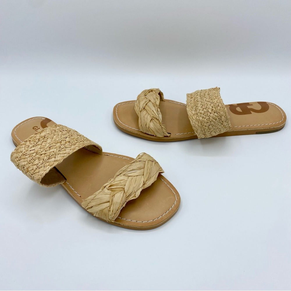 Gianni Bini Woven Straw Flat Slide Sandals Size 7.5